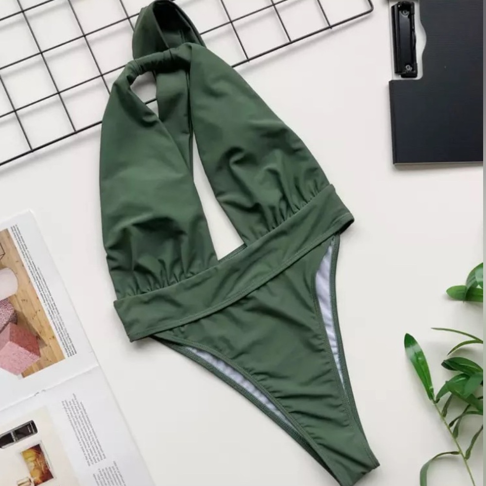 One-Piece Sexy Swimwear - Olive Green